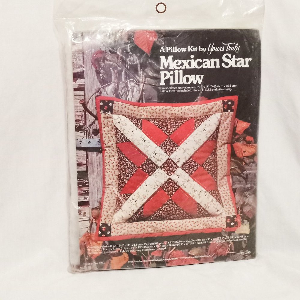 Mexican Star Pillow Quilting Kit 1241 Yours Truly 1977 Finished size 18" x 18"